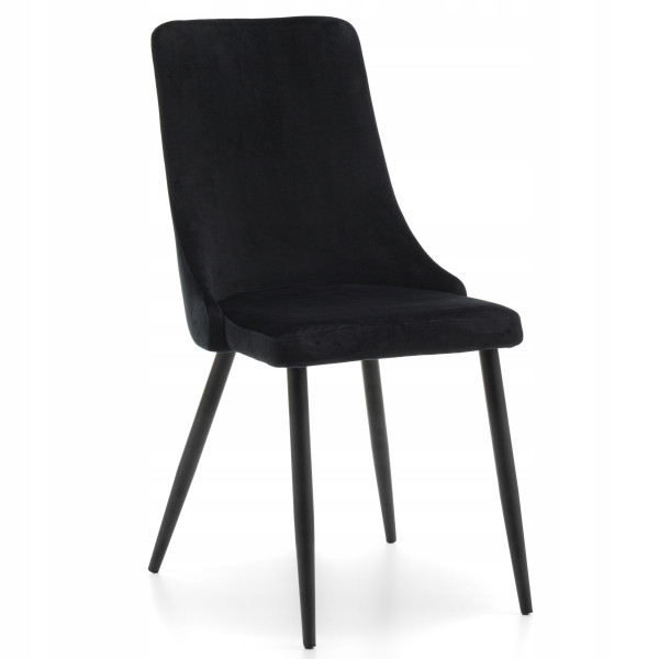 Krzesło tapicerowane welurowe czarne UNO welur aksamit, 1046635