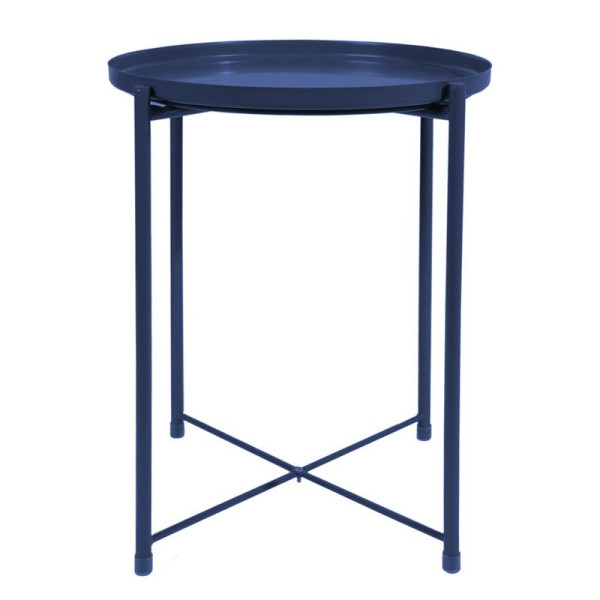 Stolik okrągły metalowy w stylu Loft - ciemnoniebieski, 1050253
