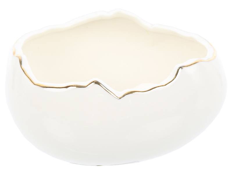 osłonka na doniczkę skorupka jajka biało-złota, 1050553