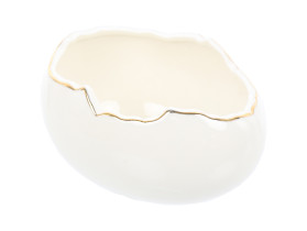 osłonka na doniczkę skorupka jajka biało-złota