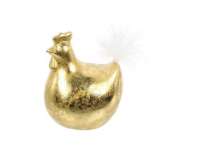 figurka Kura z piórkiem złota