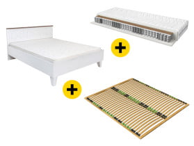zestaw łóżko 160 Stockholm sosna andersen biała/dąb sonoma ciemna i materac Ceres