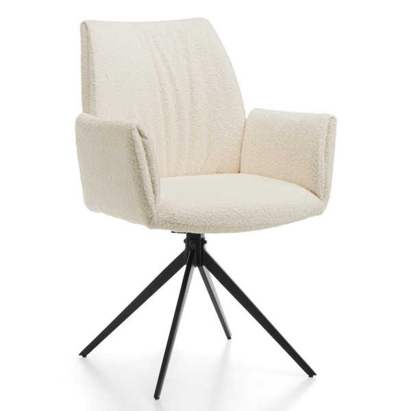 Krzesło tapicerowane boucle do salonu PRATO jasnobeżowe, 1053370
