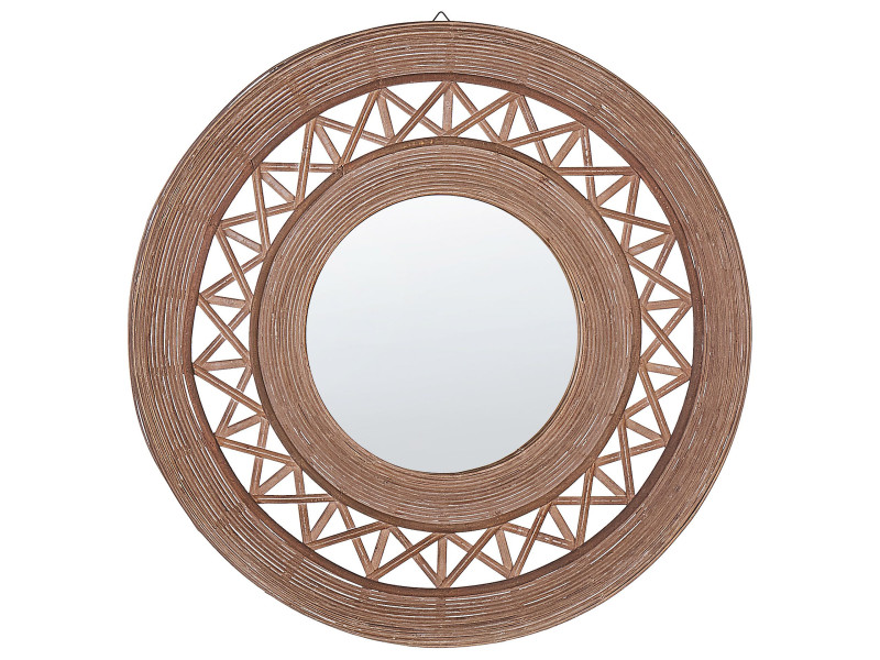Okrągłe lustro ścienne ⌀ 62 bambusowe brązowe, 1065536