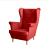 Inny kolor wybarwienia: Ropez Gobi fotel uszak wysokie nogi plusz czerwony