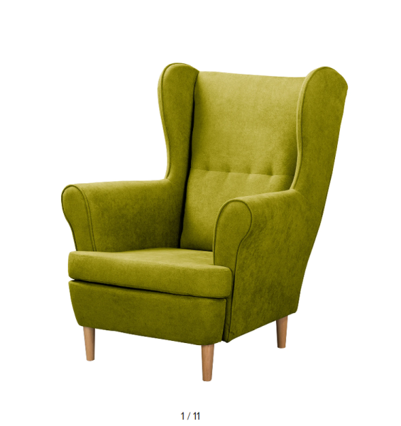 Ropez Scandi fotel uszak wysokie nogi mikrofibra zielony, 1066871
