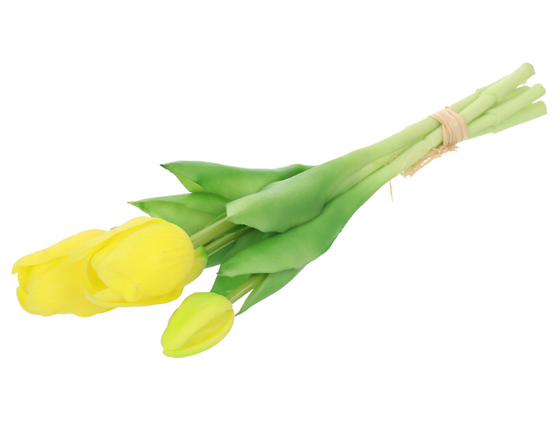 bukiet tulipanów 28 cm 5 szt. gumowane żółte, 1067819