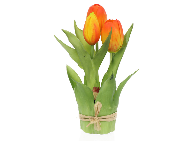 tulipany w wiązce 20 cm 3 szt. gumowane pomarańczowe, 1067828