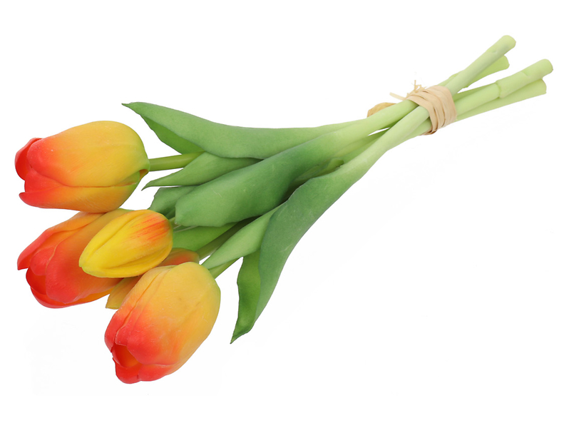 bukiet tulipanów 28 cm 5 szt. gumowane żółto-czerwone, 1067994