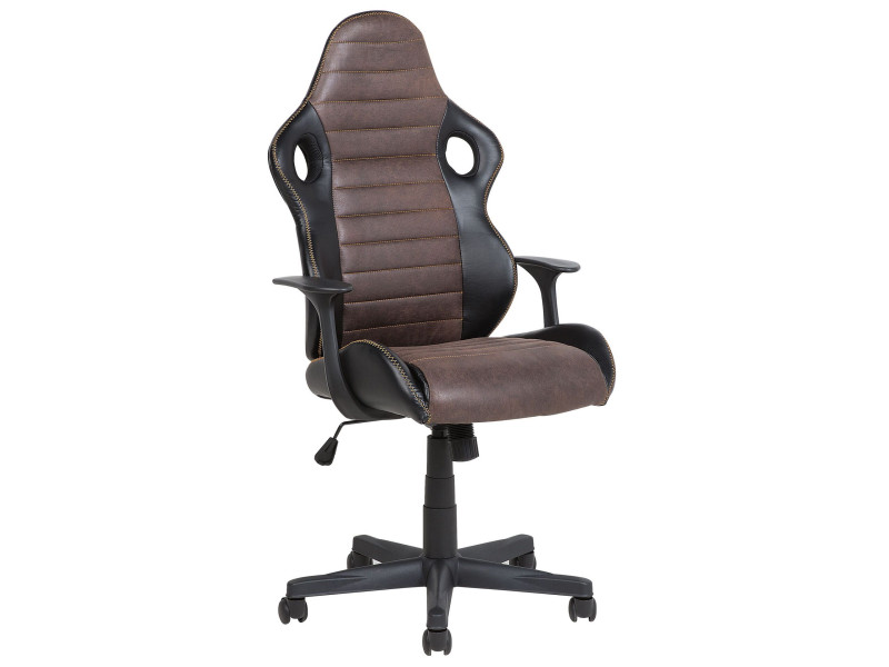 Krzesło biurowe regulowane ekoskóra czarno-brązowe SUPREME, 1070264
