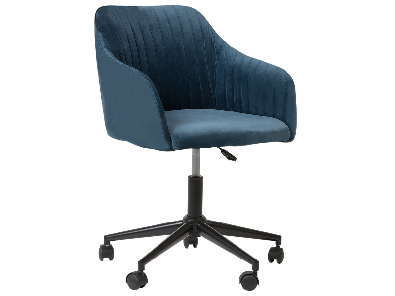 Krzesło biurowe regulowane welurowe niebieskie VENICE, 1071857