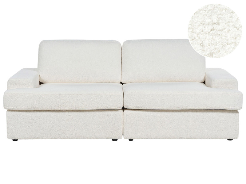 Sofa tapicerowana boucle 3-osobowa biała, 1074084