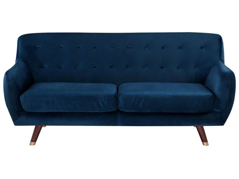 Sofa 3-osobowa welurowa niebieska BODO, 1074735