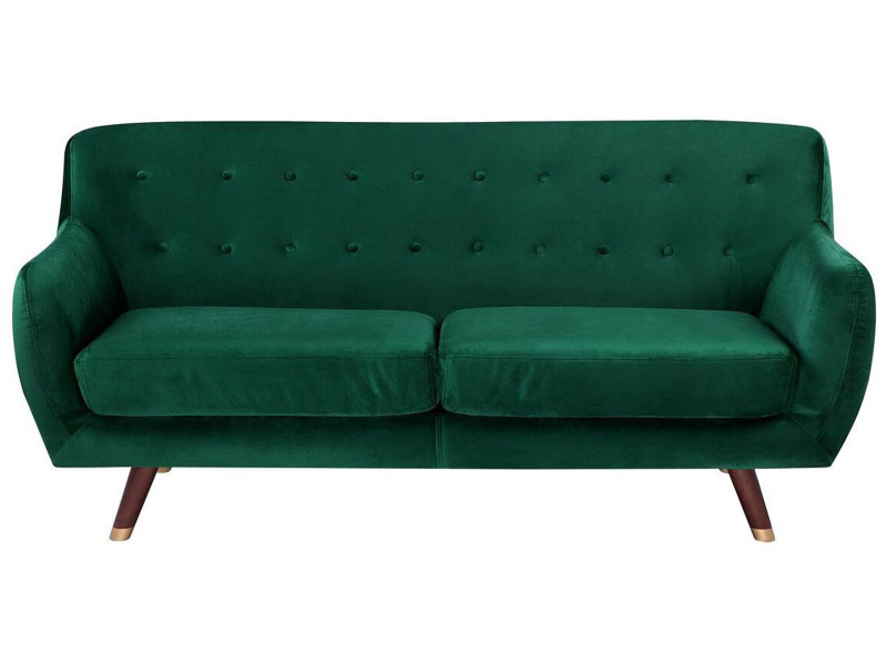 Sofa 3-osobowa welurowa zielona BODO, 1074797