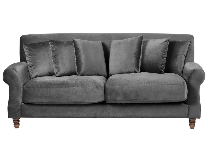 Sofa 3-osobowa welurowa szara EIKE, 1076749