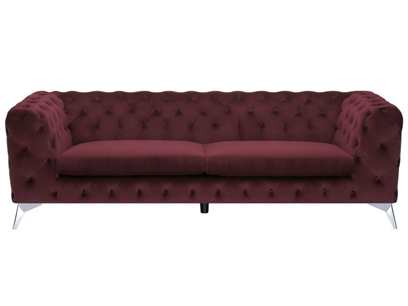 Sofa 3-osobowa welurowa bordowa SOTRA, 1076955