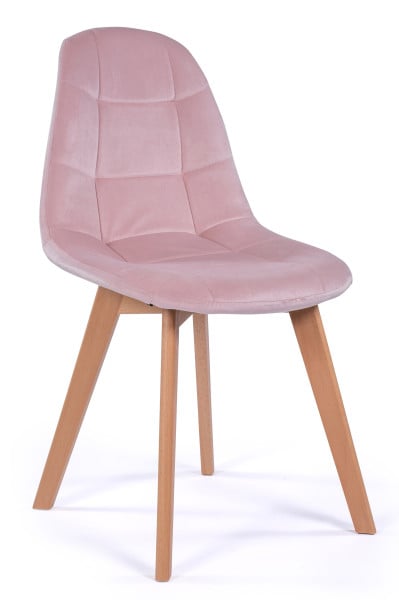 Krzesło tapicerowane skandynawskie welurowe VEGAS różowy, 1078059