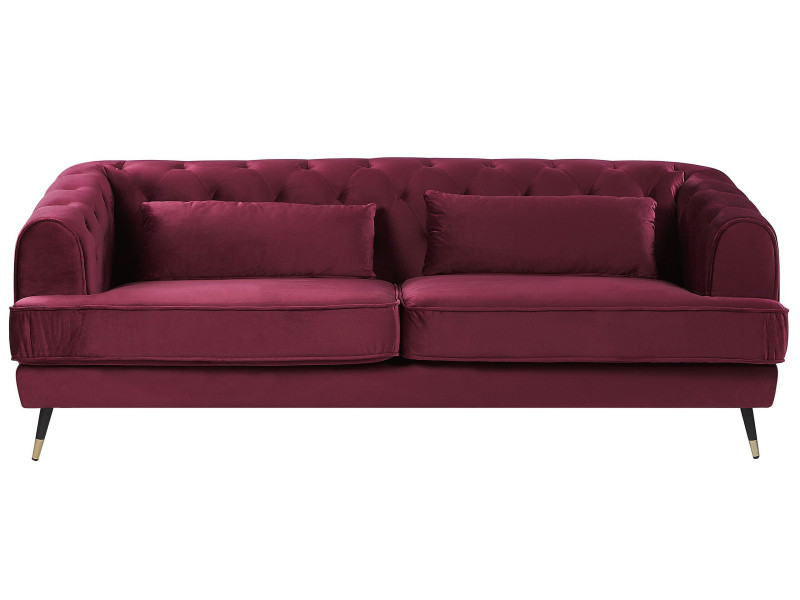 Sofa 3-osobowa welurowa bordowa SLETTA, 1078660