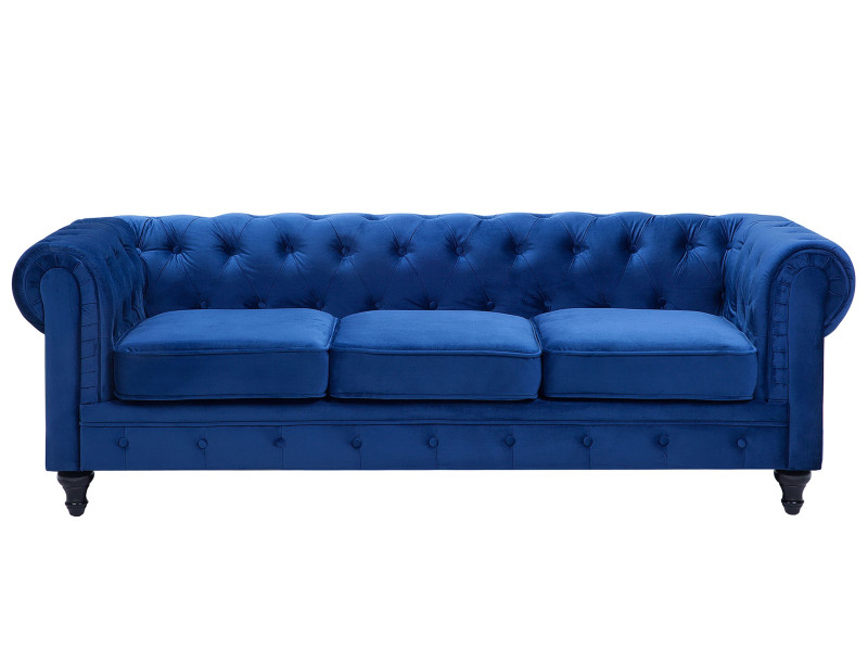 Sofa 3-osobowa welurowa niebieska CHESTERFIELD, 1078775