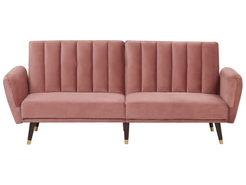 Sofa rozkładana welurowa różowa VIMMERBY, 1079649