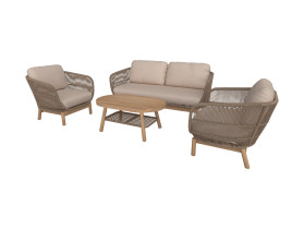 zestaw mebli ogrodowych Floryda z drewna akacjowego stolik sofa + 2 krzesła z poduszkami