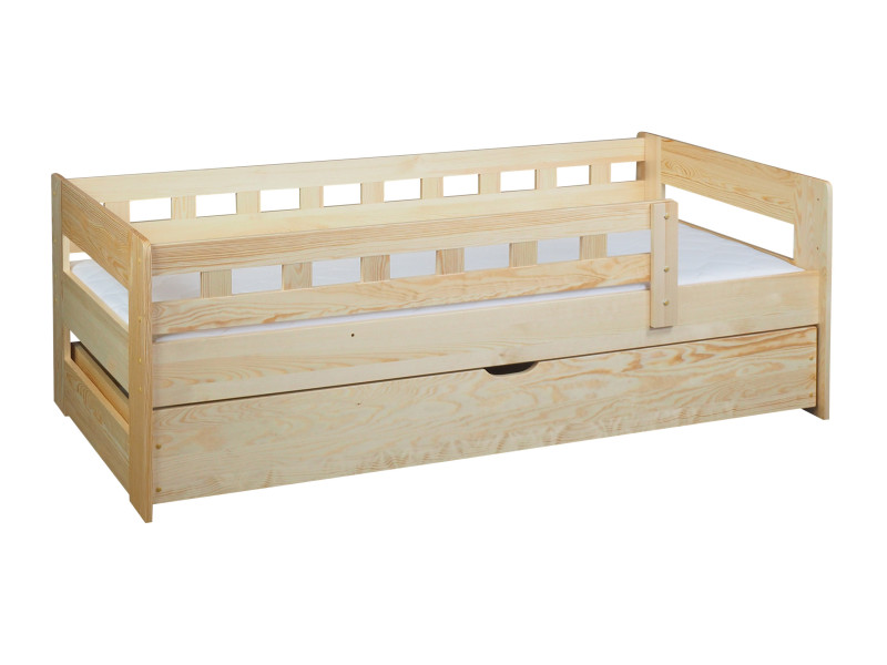 Łóżko 80x180 drewniane z szufladą NICOLA, kolor sosnowy, 1084229