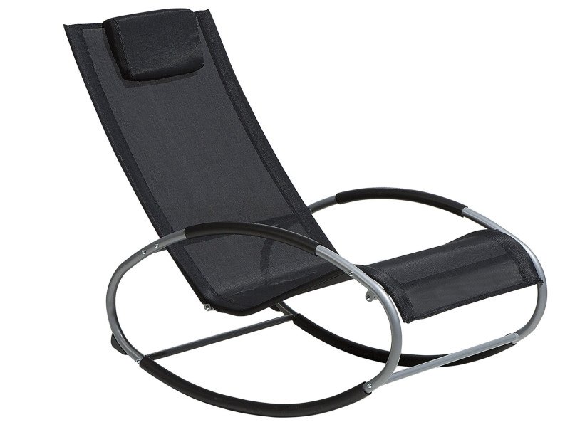 Bujane krzesło ogrodowe leżak czarne, 1100528