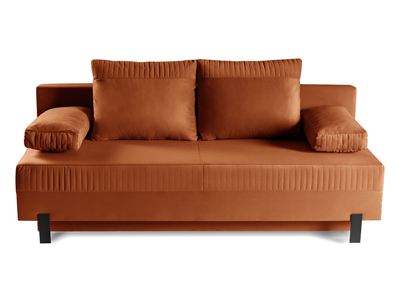 sofa trzyosobowa Magic rozkładana welurowa pomarańczowa, 1103190