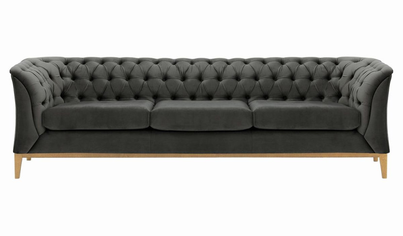 Sofa trzyosobowa Chesterfield Modern Wood-Velluto 19, 1107415