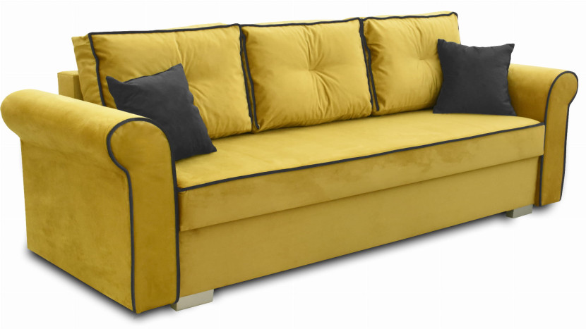 Sofa rozkładana z pojemnikiem na pościel Pele Żółta, 1110073
