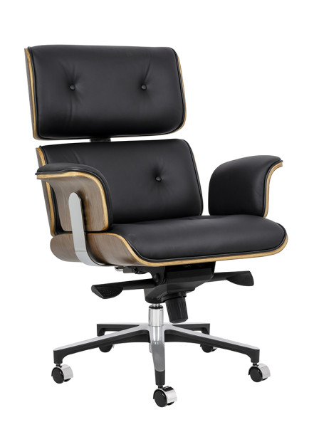 Fotel biurowy LOUNGE BUSINESS czarny - sklejka orzech, 1125160
