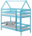 Inny kolor wybarwienia: Łóżko piętrowe domek ALA 90 x 200 drewniane NIEBIESKIE