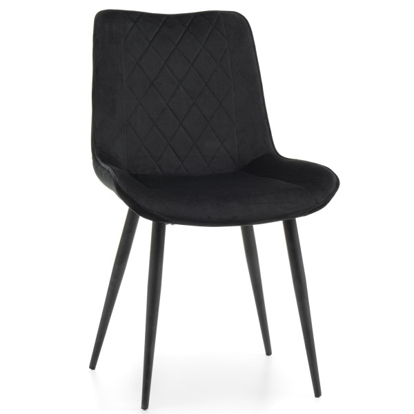 Krzesło tapicerowane welurowe ADEL czarne pikowane do salonu, 1128414