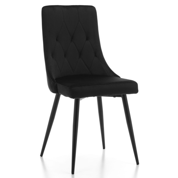 Krzesło tapicerowane welur velvet aksamit CAREN czarne, 1128453