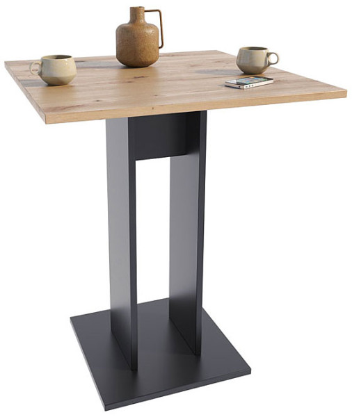 Kwadratowy stolik kuchenny dąb artisan + czarny - Akset, 1128864