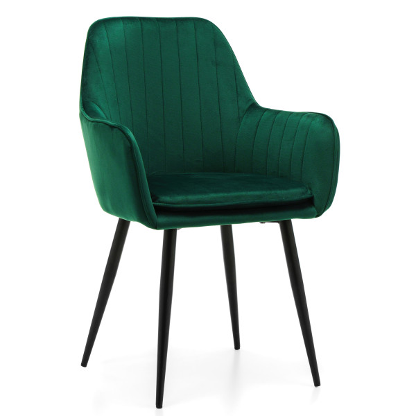 Krzesło tapicerowane pikowane z poduszką EMILIA zielona, 1136043