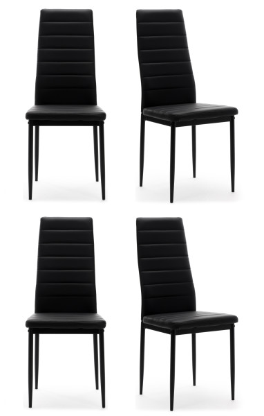 Zestaw 4 krzesła FADO tapicerowane ekoskóra czarne, 1136063