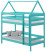 Inny kolor wybarwienia: Łóżko piętrowe domek ALA 90 x 190 drewniane TURKUSOWE