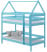 Inny kolor wybarwienia: Łóżko piętrowe domek ALA 80 x 180 drewniane NIEBIESKIE