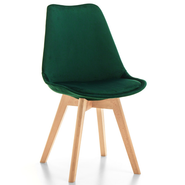 Krzesło skandynawskie z poduszką DUBLIN zielony welur, 1139388