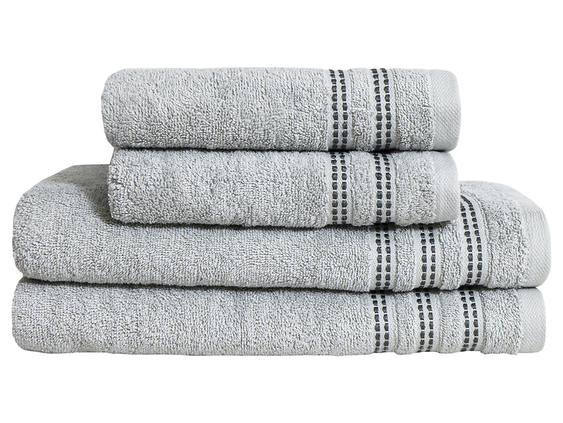 komplet 4 ręczników Ally 2 x 50x90 + 2 x 70x140 srebrnych, 1154503