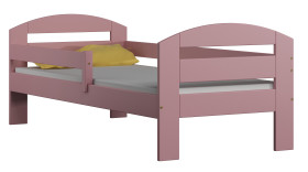 Łóżko z barierką sosonowe drewniane FIFI 80 x 160  RÓŻOWY