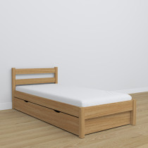 Dębowe łóżko pojedyncze z szufladą N01 120x200
