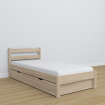 Dębowe łóżko pojedyncze z szufladą N01 80x190