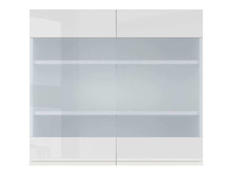 szafka kuchenna górna Sole 80 cm dwudrzwiowa z witryną biały połysk, 1188458
