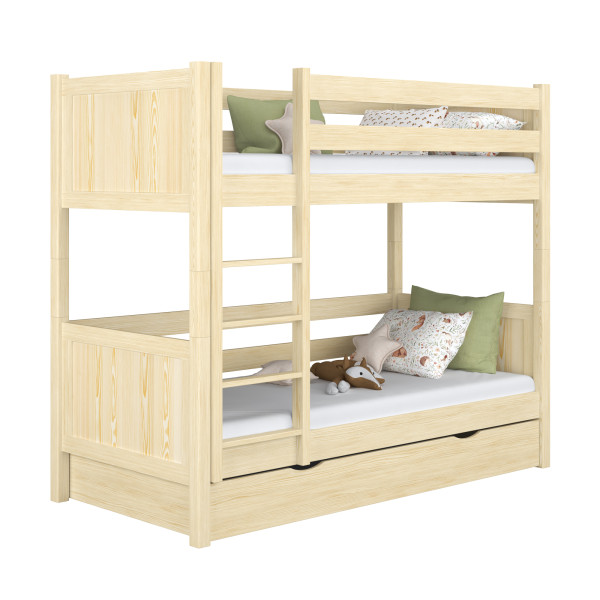 Drewniane łóżko piętrowe z szufladą N02 80x180, 1192498