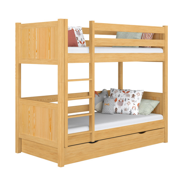 Drewniane łóżko piętrowe z szufladą N02 80x180, 1193071