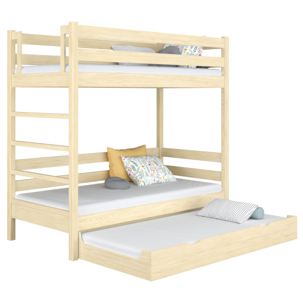 Drewniane łóżko piętrowe z szufladą na materac N03 80x180, 1197463