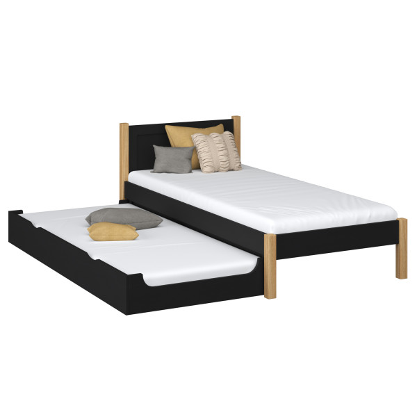 Drewniane łóżko pojedyncze z szufladą na materac N02 80x180, 1198362