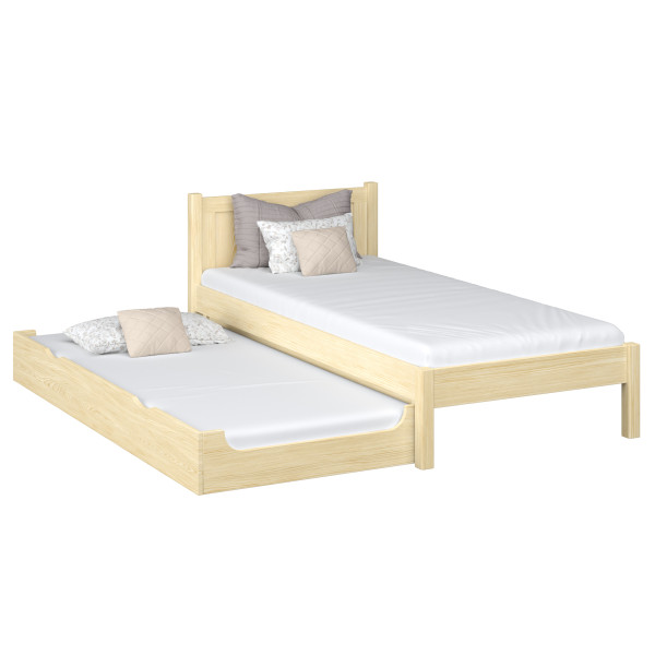 Drewniane łóżko pojedyncze z szufladą na materac N02 80x180, 1199840